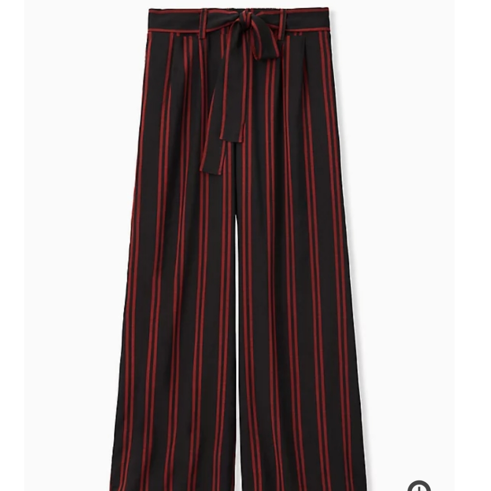 Torrid Black & Red Stripe Challis Self Tie WideLeg